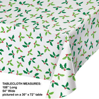 Plastic Tablecover - Christmas Holly Party Decoration from Bulk Party Decorations