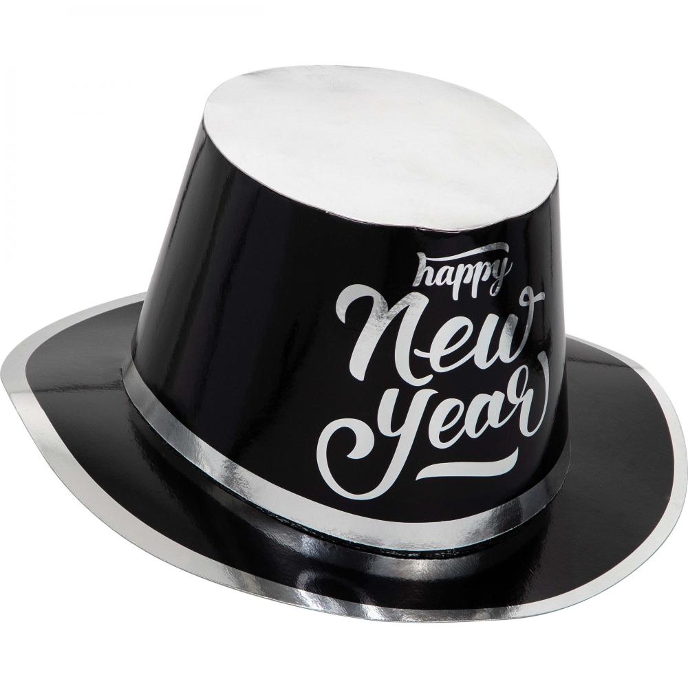 New Year's Black and Silver Top Hat (Case of 12) by Creative Converting