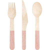 Classic Pink Wooden Cutlery, Assorted (Case of 288) by Creative Converting
