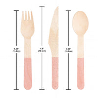 Classic Pink Wooden Cutlery, Assorted (Case of 288) by Creative Converting