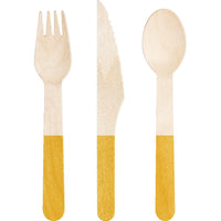 School Bus Yellow Wooden Cutlery, Assorted (Case of 288) by Creative Converting