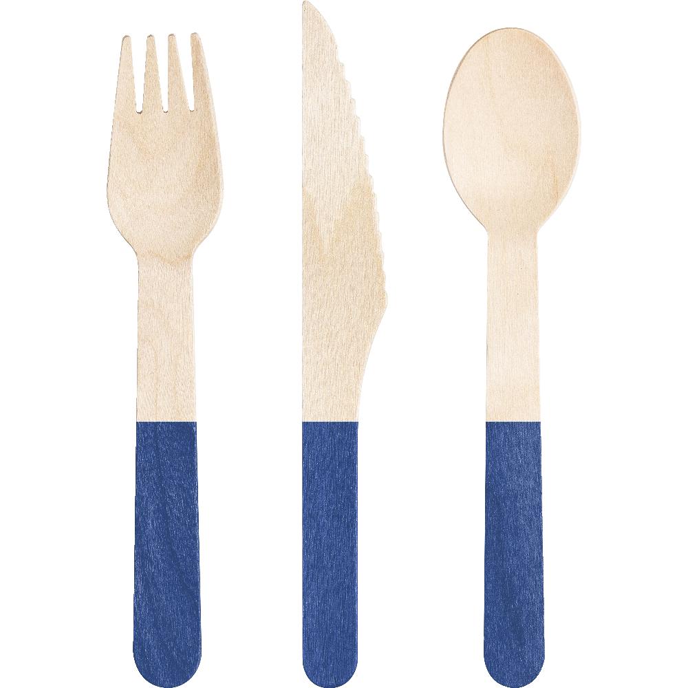 Cobalt Wooden Cutlery, Assorted (Case of 288) by Creative Converting
