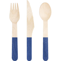 Cobalt Wooden Cutlery, Assorted (Case of 288) by Creative Converting