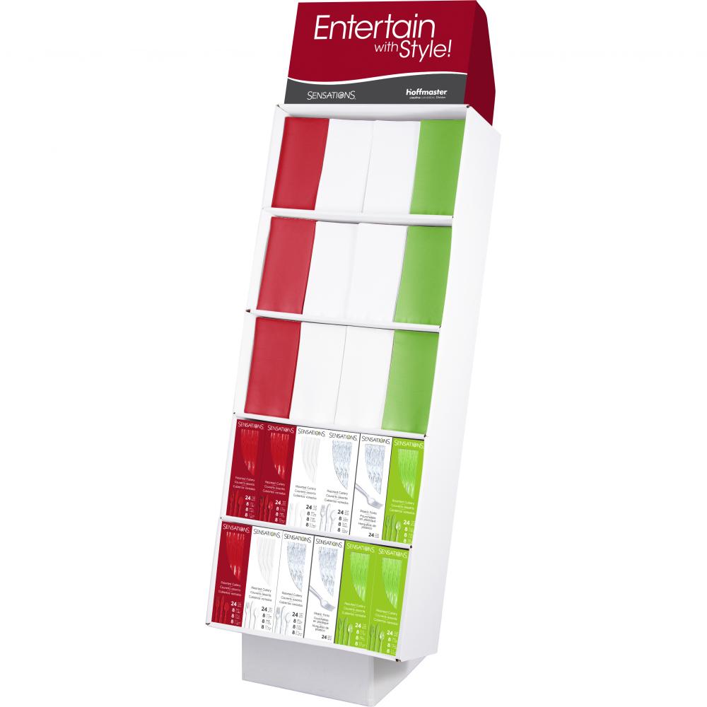 108pc Holiday Dinner Napkin/Cutlery Display - Sensations Solids 108 Package Party Decoration from Bulk Party Decorations