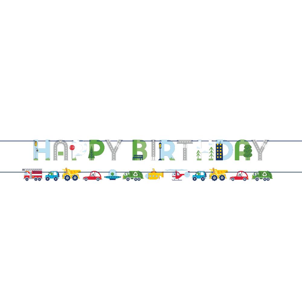 Transportation Time City Life Happy Birthday Letter and Vehicle Ribbon Banners (Case of 24) by Creative Converting