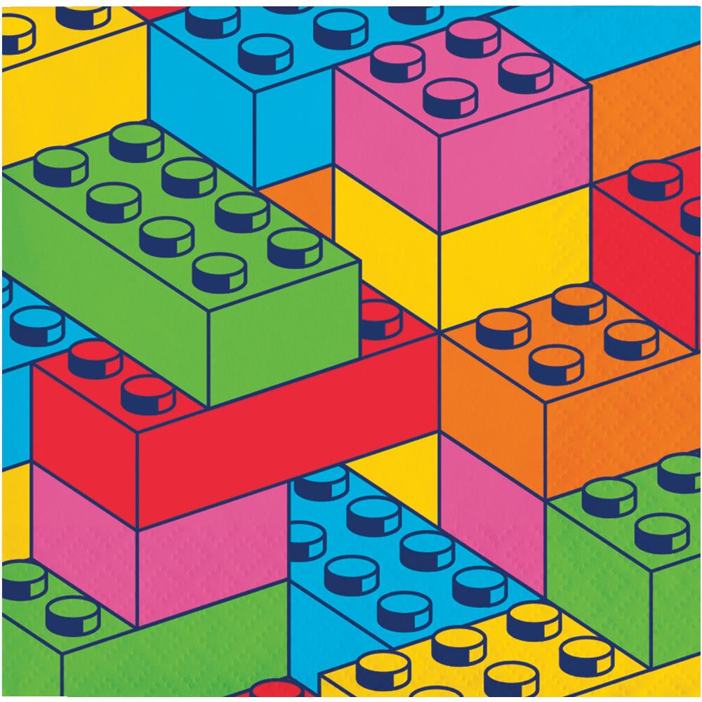Block Bash Toy Blocks Paper Beverage Napkins (Case of 192) by Creative Converting