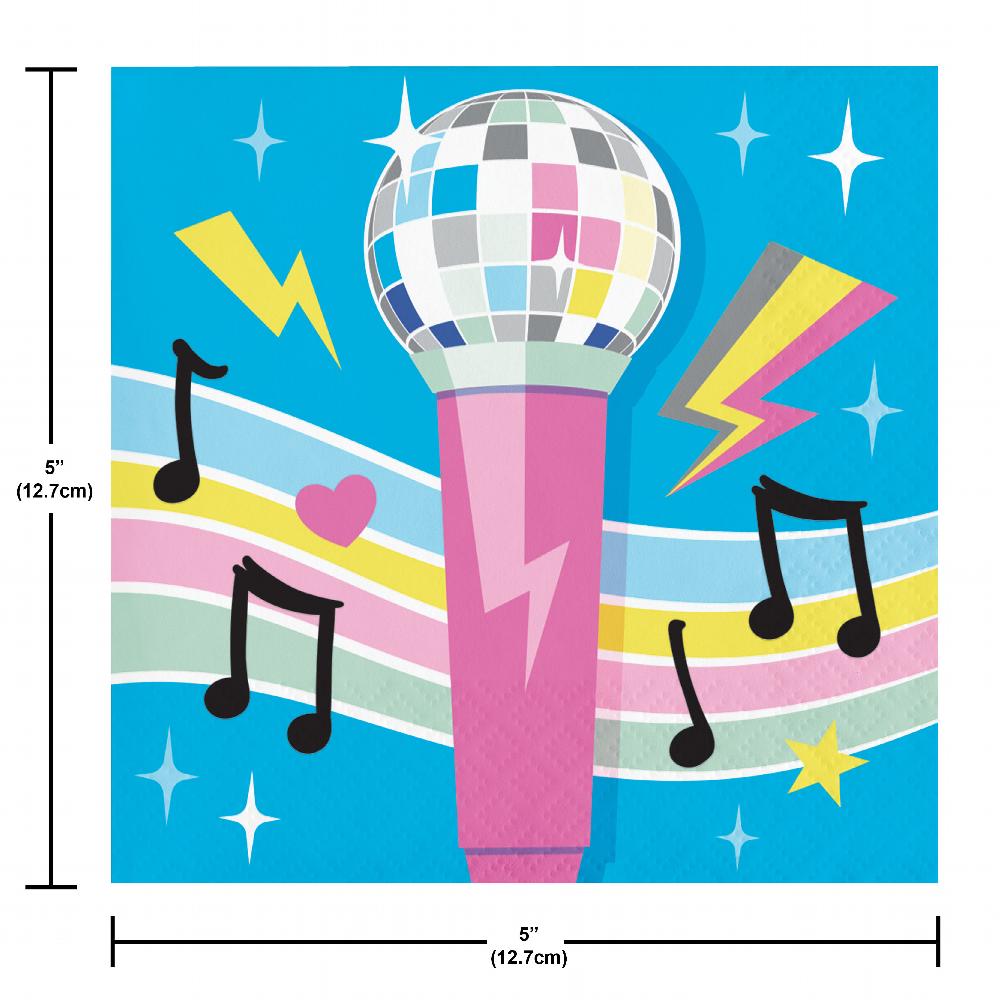 Birthday Beats Disco Party Microphone Paper Beverage Napkins (Case of 192) by Creative Converting