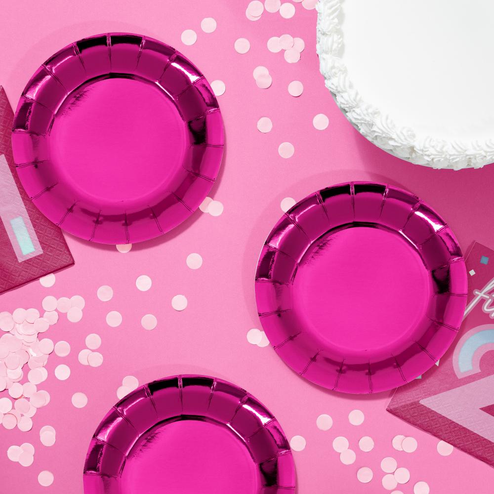Pink Paper Dessert Plate, Foil (Case of 96) by Creative Converting