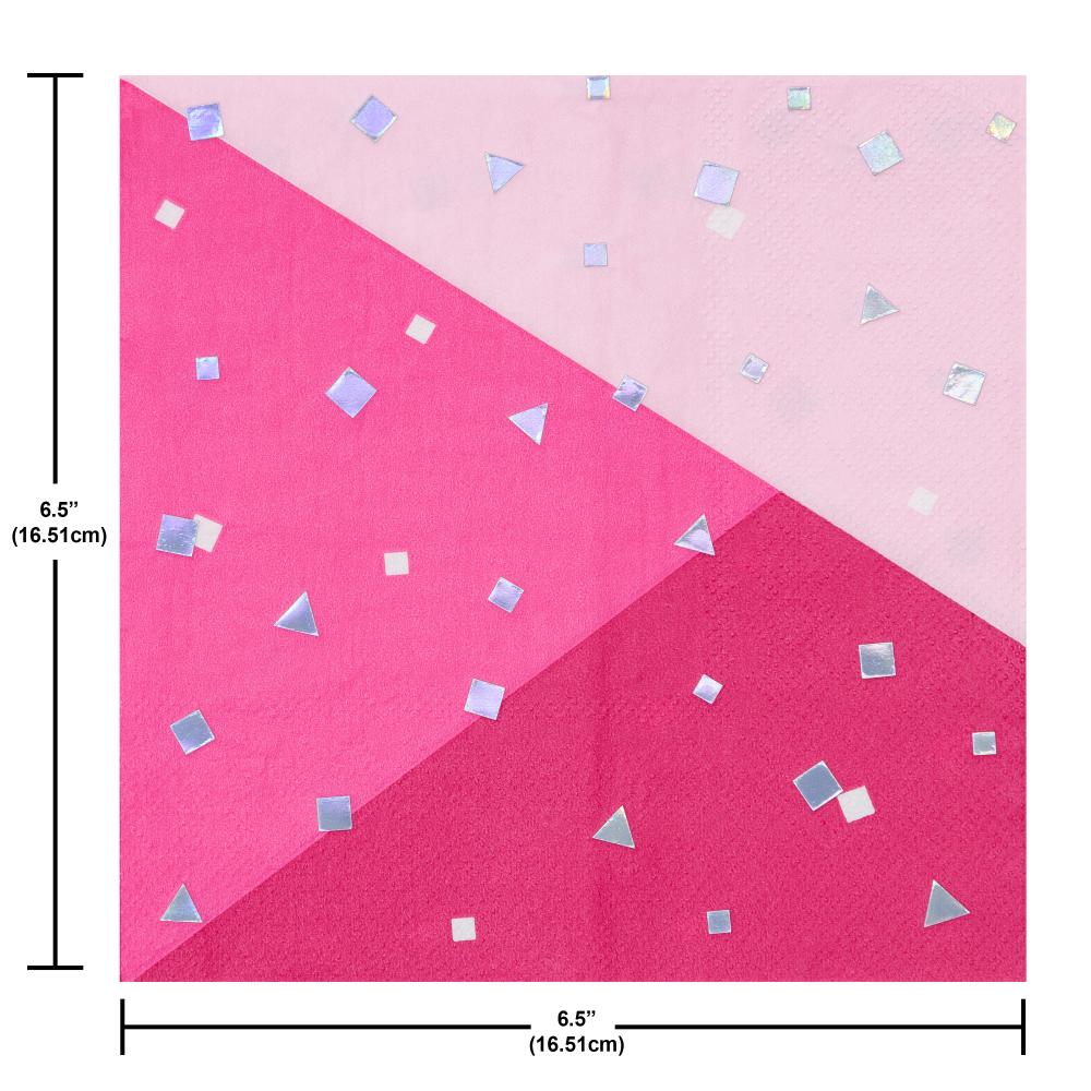 Pink Paper Lunch Napkin, Foil (Case of 192) by Creative Converting