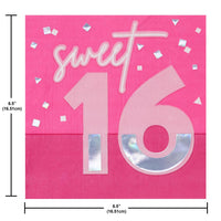 Pink Paper Lunch Napkin, Foil, 16 (Case of 192) by Creative Converting