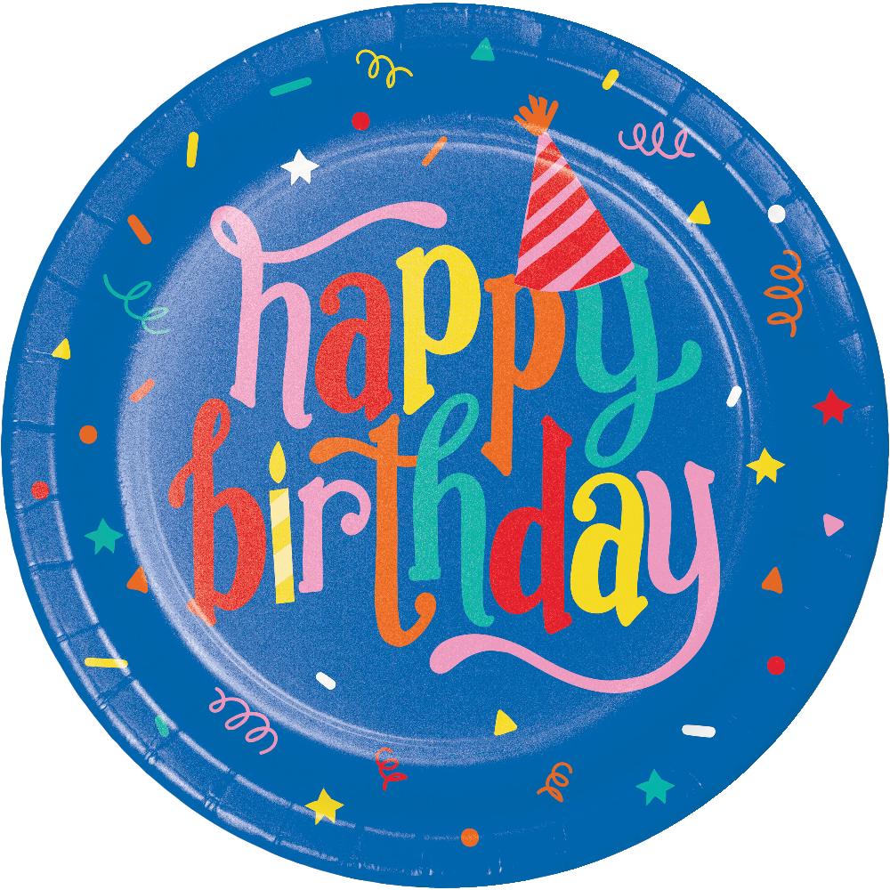 Hats Off Birthday Paper Dinner Plate (Case of 96) by Creative Converting