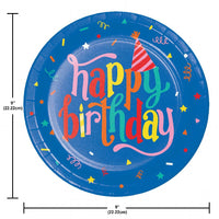 Hats Off Birthday Paper Dinner Plate (Case of 96) by Creative Converting
