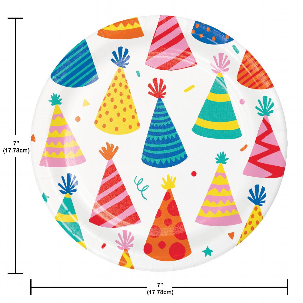Hats Off Birthday Paper Dessert Plate (Case of 96) by Creative Converting