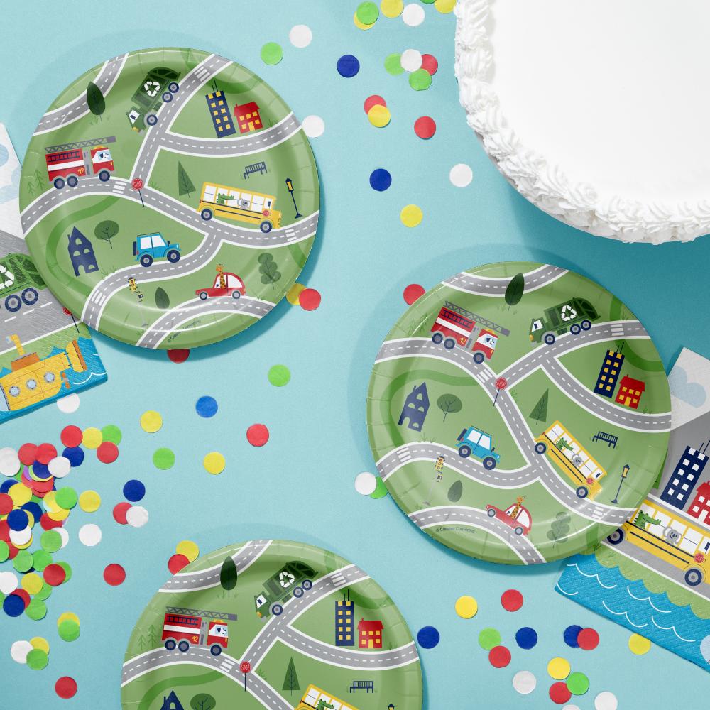 Transportation Time City Life Dessert Plates (Case of 96) by Creative Converting