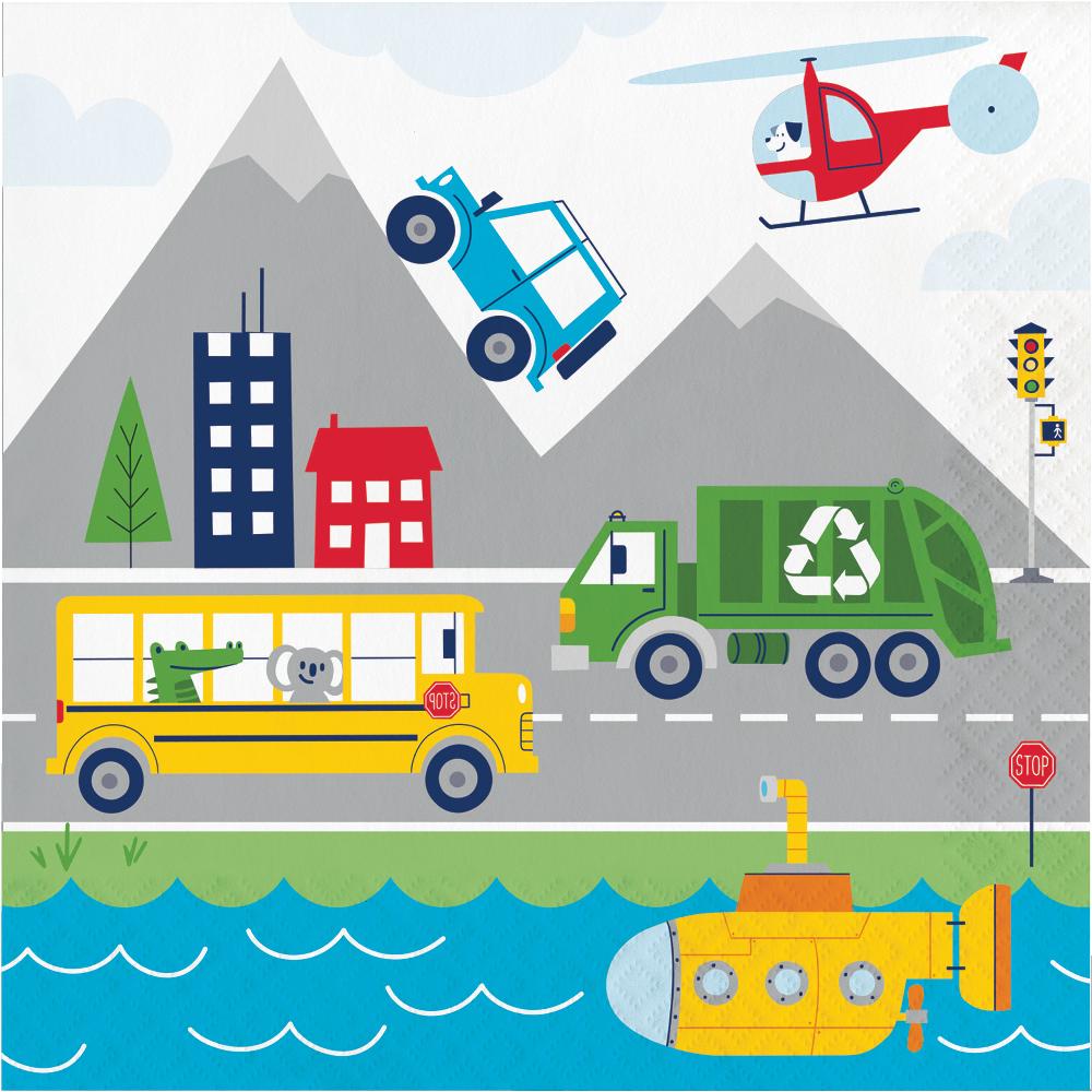 Transportation Time City Life Paper Napkins (Case of 192) by Creative Converting