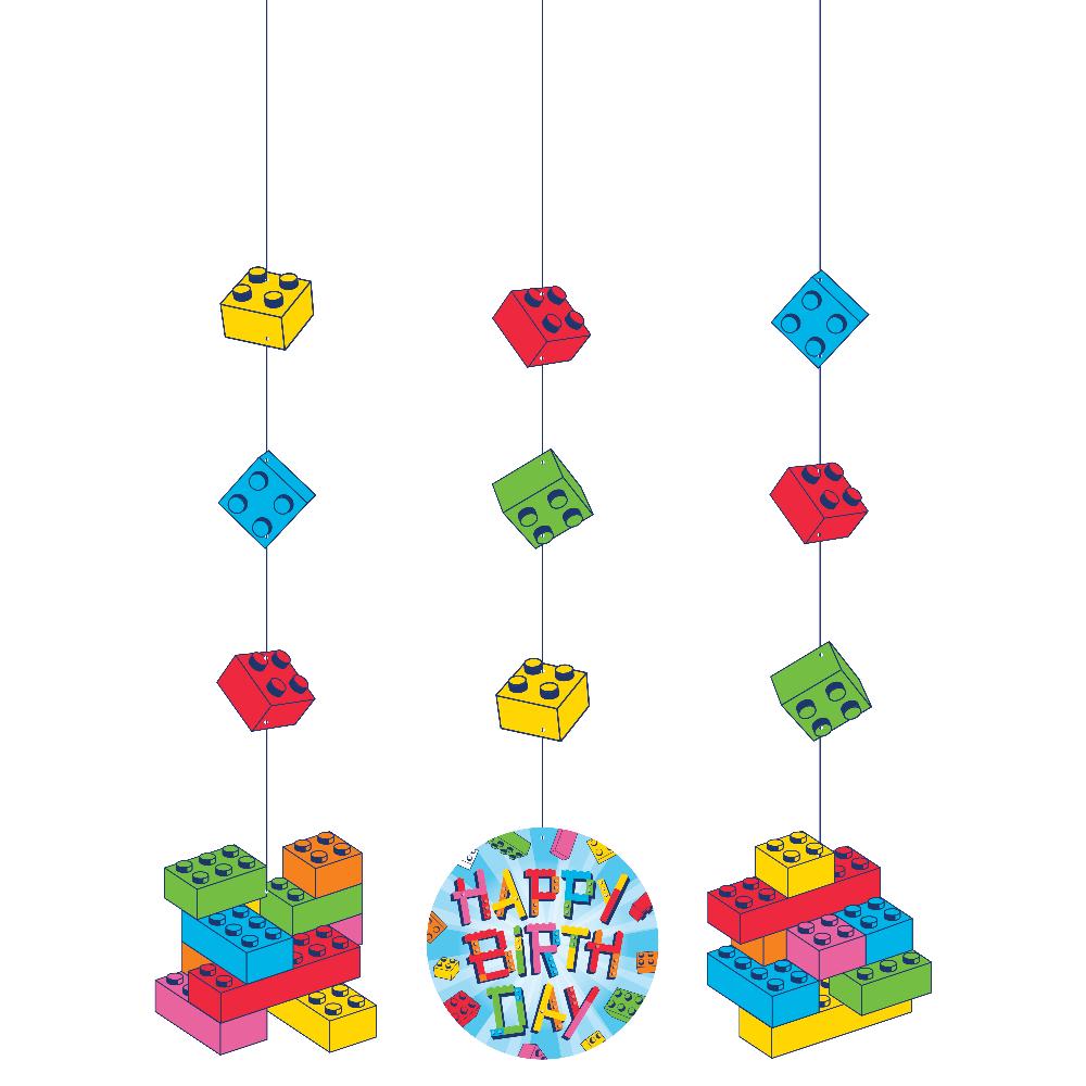 Block Bash "Happy Birthday" Toy Blocks Hanging Decorations (Case of 36) by Creative Converting