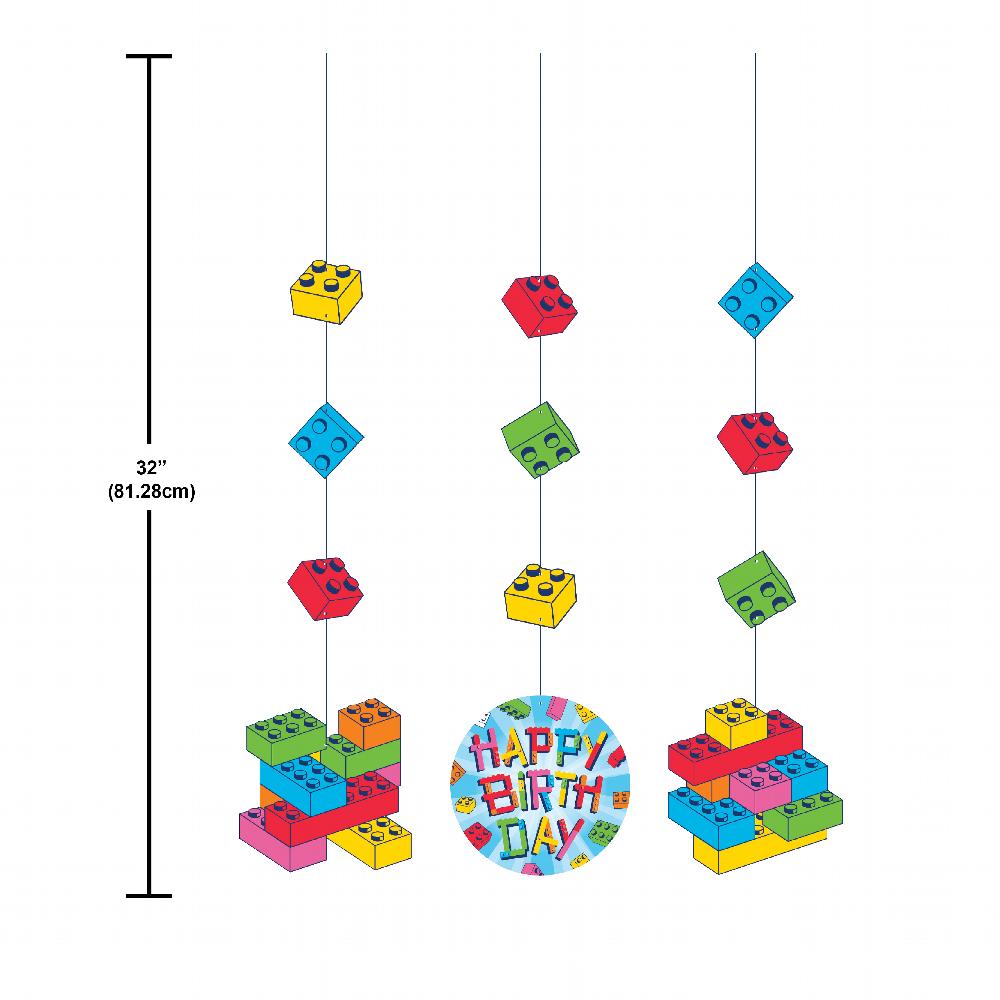 Block Bash "Happy Birthday" Toy Blocks Hanging Decorations (Case of 36) by Creative Converting