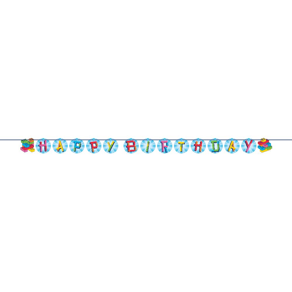 Block Bash "Happy Birthday" Toy Blocks Ribbon Banners (Case of 12) by Creative Converting