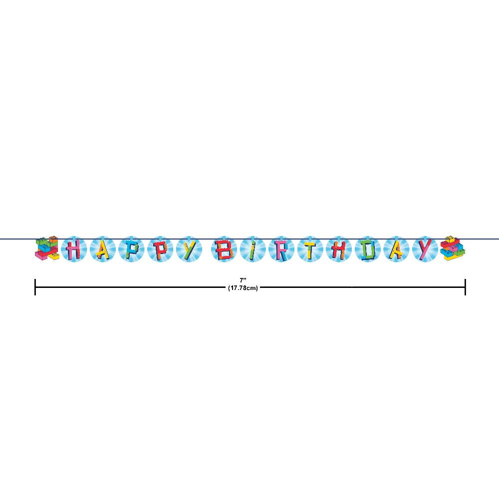 Block Bash "Happy Birthday" Toy Blocks Ribbon Banners (Case of 12) by Creative Converting