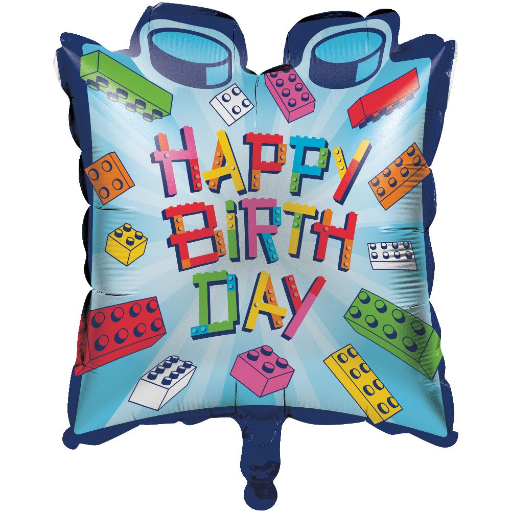 Block Bash "Happy Birthday" Toy Blocks Balloons (Case of 10) by Creative Converting
