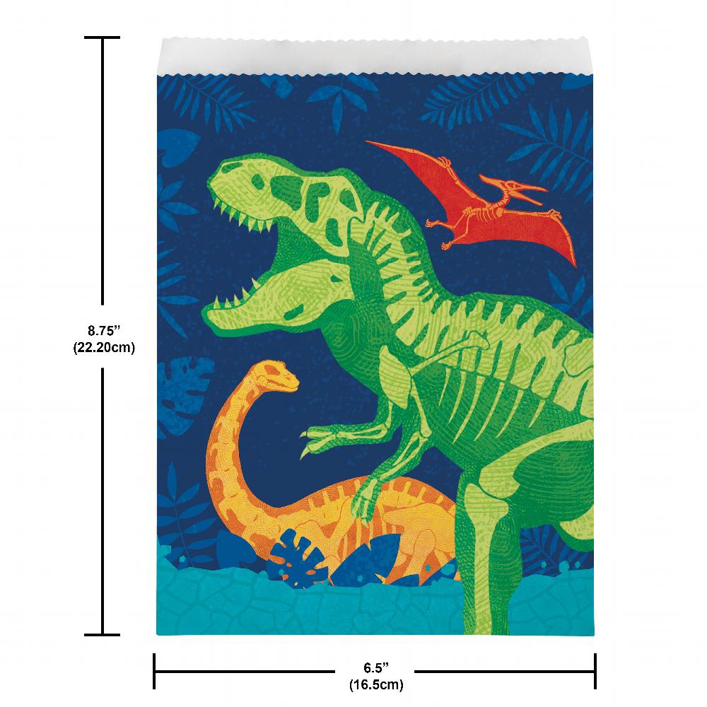 Dino Dig Paper Treat Bags, Large (Case of 96) by Creative Converting