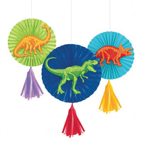 Dino Dig Paper Fans w/ Tassels (Case of 36) by Creative Converting