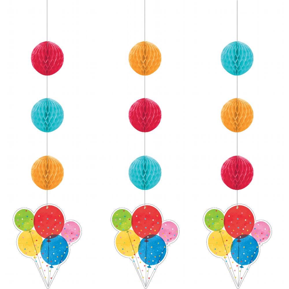 Hanging Cutouts w/ Honeycomb - Confetti Balloons Party Decoration from Bulk Party Decorations