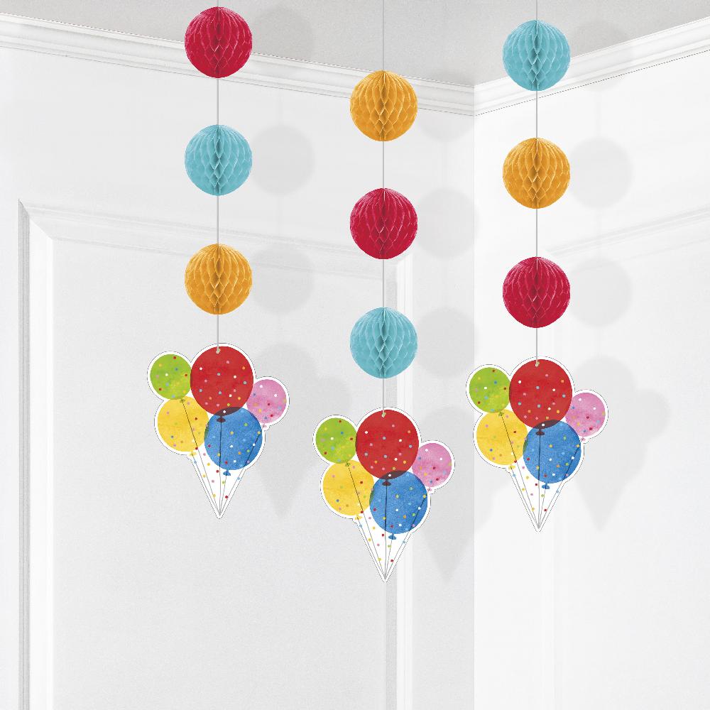 Hanging Cutouts w/ Honeycomb - Confetti Balloons Party Decoration from Bulk Party Decorations