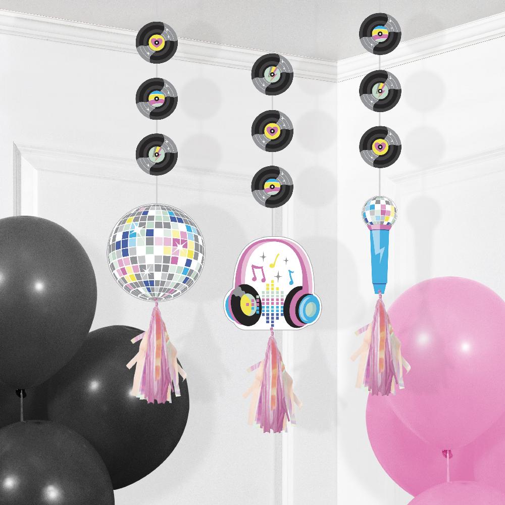 Birthday Beats Disco Hanging Cutouts with Iridescent Tassels (Case of 36) by Creative Converting
