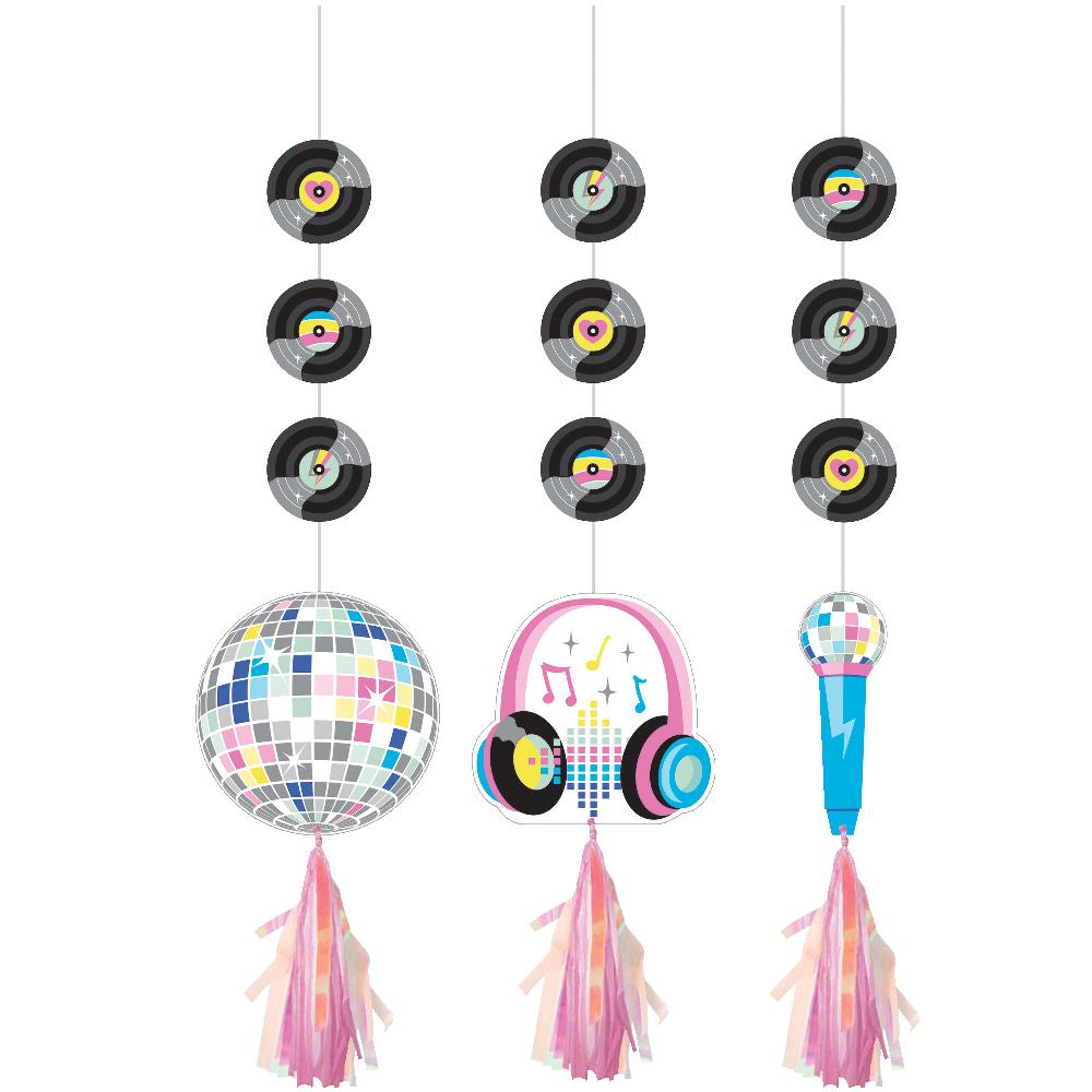 Birthday Beats Disco Hanging Cutouts with Iridescent Tassels (Case of 36) by Creative Converting
