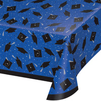 nan - School Spirit Blue Graduation Plastic Tablecover Party Decoration from Bulk Party Decorations