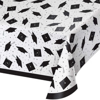 nan - School Spirit White Graduation Plastic Tablecover Party Decoration from Bulk Party Decorations