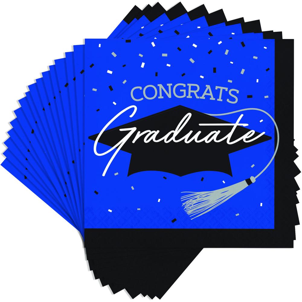nan - School Spirit Blue Graduation Dinner Napkins Party Decoration from Bulk Party Decorations
