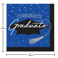 nan - School Spirit Blue Graduation Dinner Napkins Party Decoration from Bulk Party Decorations