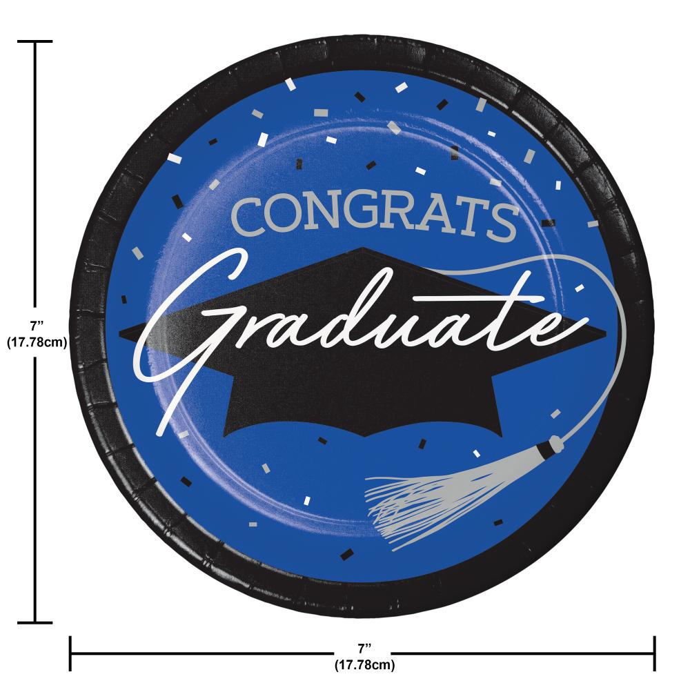 nan - School Spirit Blue Graduation Dessert Plates Party Decoration from Bulk Party Decorations