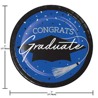 nan - School Spirit Blue Graduation Dessert Plates Party Decoration from Bulk Party Decorations