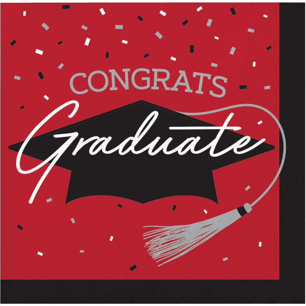 nan - School Spirit Red Graduation  Beverage Napkins Party Decoration from Bulk Party Decorations