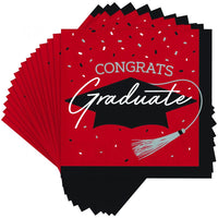 nan - School Spirit Red Graduation  Beverage Napkins Party Decoration from Bulk Party Decorations
