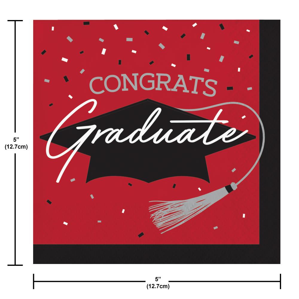 nan - School Spirit Red Graduation  Beverage Napkins Party Decoration from Bulk Party Decorations