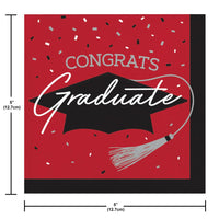 nan - School Spirit Red Graduation  Beverage Napkins Party Decoration from Bulk Party Decorations