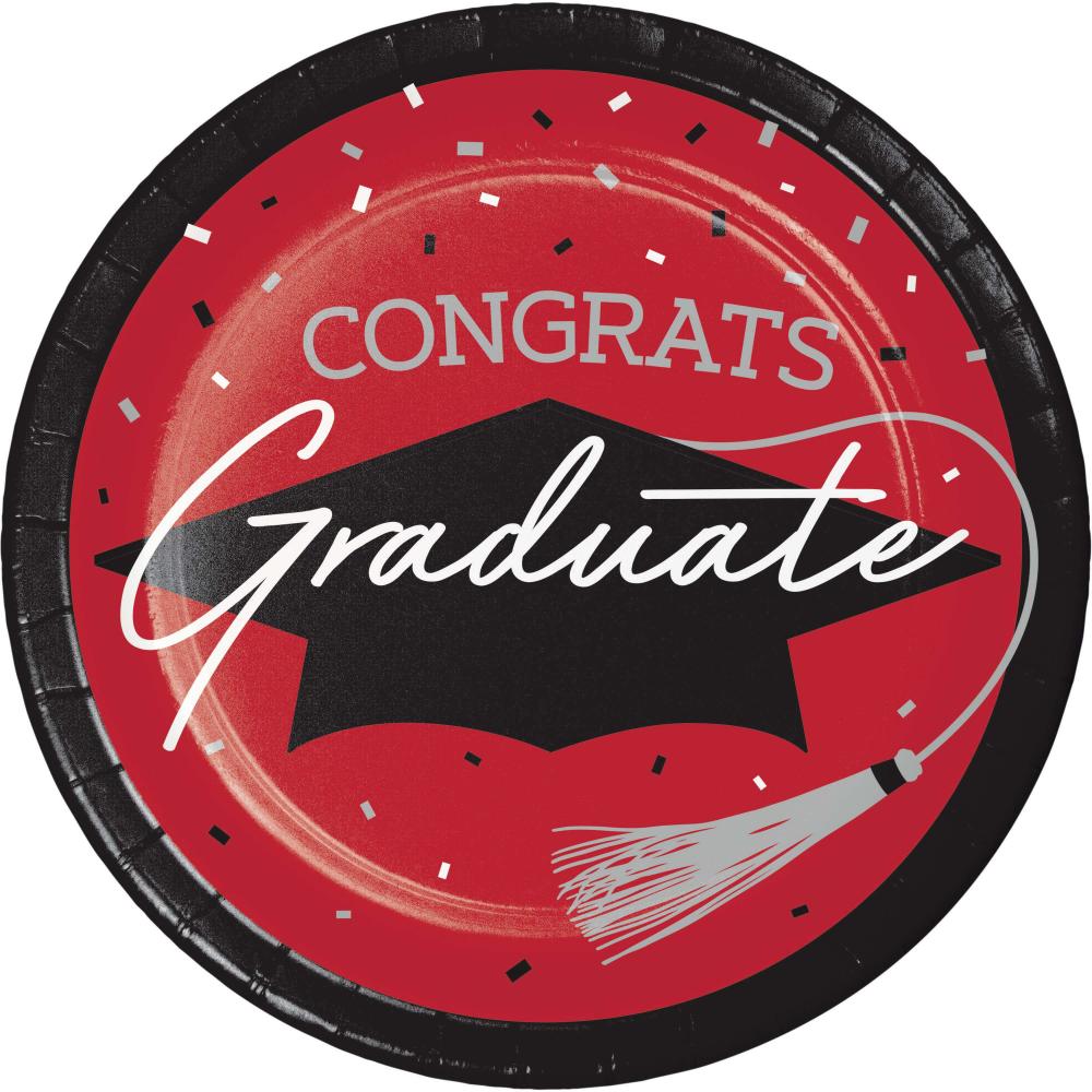 nan - School Spirit Red Graduation Dessert Plates Party Decoration from Bulk Party Decorations