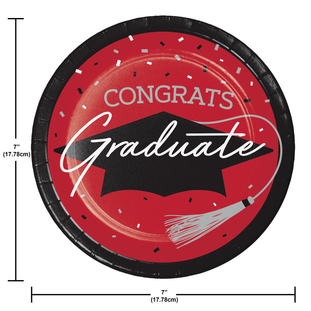 nan - School Spirit Red Graduation Dessert Plates Party Decoration from Bulk Party Decorations