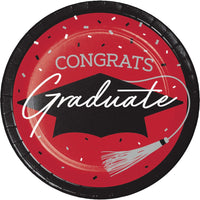 nan - School Spirit Red Graduation Dinner Plates Party Decoration from Bulk Party Decorations