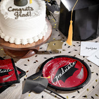 nan - School Spirit Red Graduation Dinner Plates Party Decoration from Bulk Party Decorations