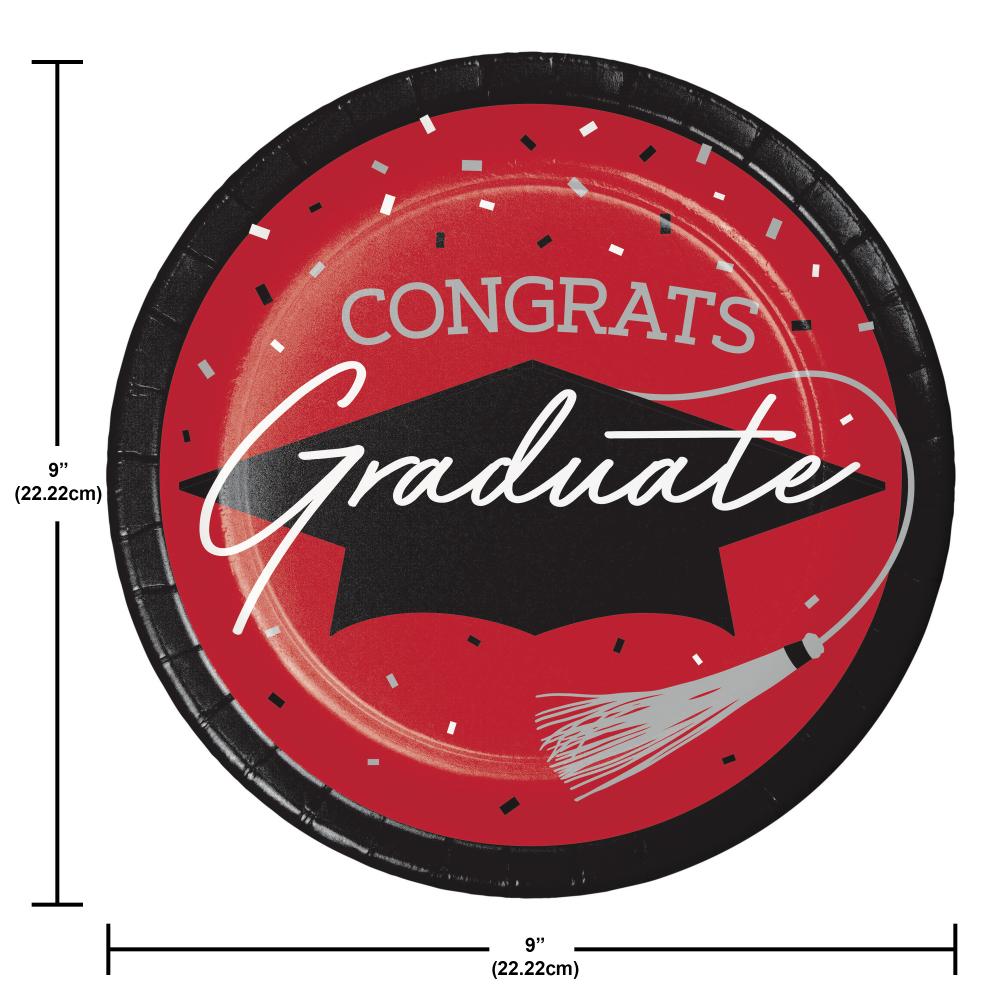 nan - School Spirit Red Graduation Dinner Plates Party Decoration from Bulk Party Decorations