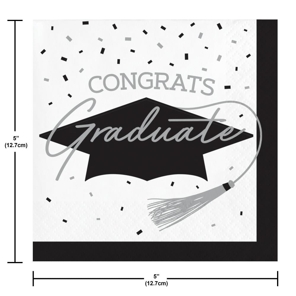 nan - School Spirit White Graduation Beverage Napkins Party Decoration from Bulk Party Decorations