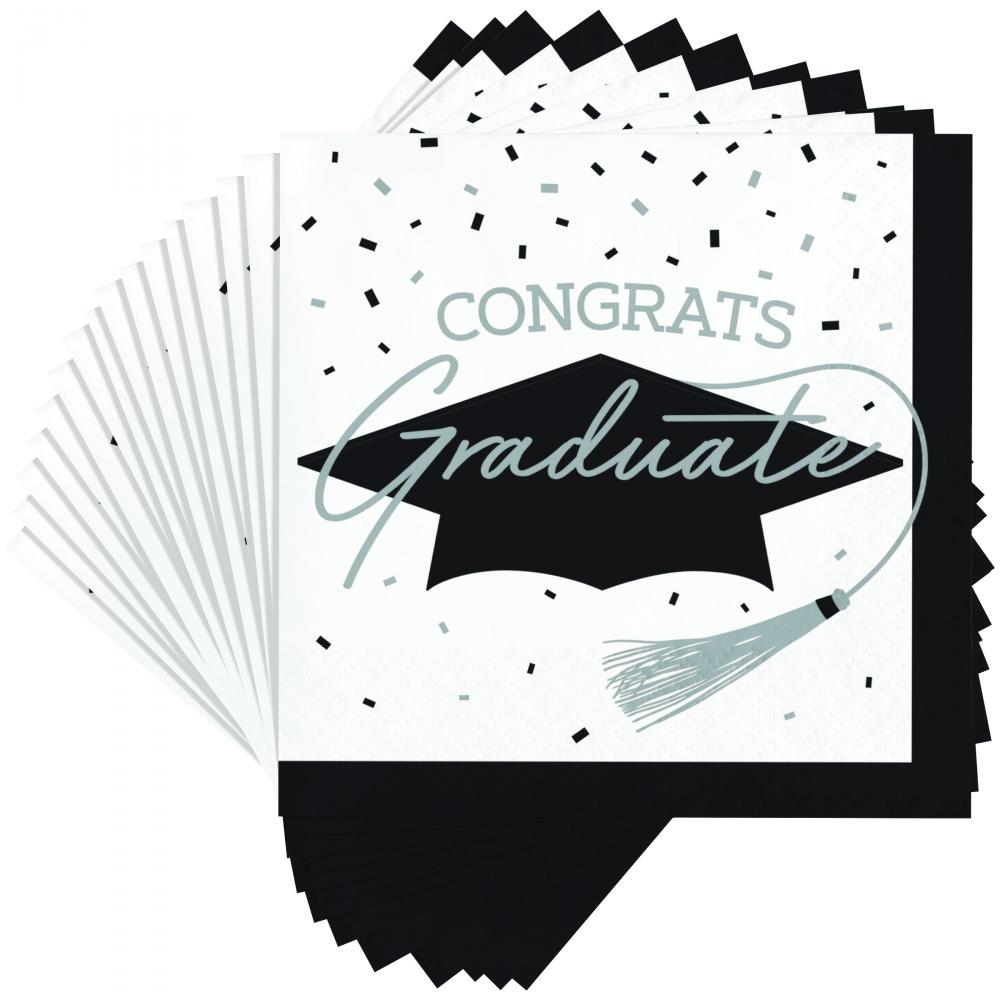 nan - School Spirit White Graduation Dinner Napkins Party Decoration from Bulk Party Decorations