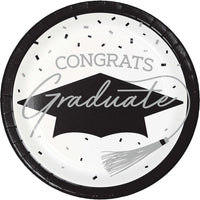 nan - School Spirit White Graduation Dinner Plates Party Decoration from Bulk Party Decorations