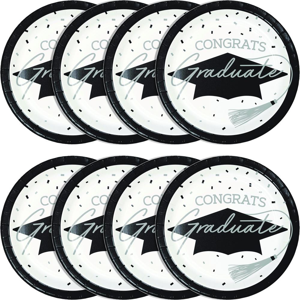 nan - School Spirit White Graduation Dinner Plates Party Decoration from Bulk Party Decorations