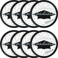 nan - School Spirit White Graduation Dinner Plates Party Decoration from Bulk Party Decorations